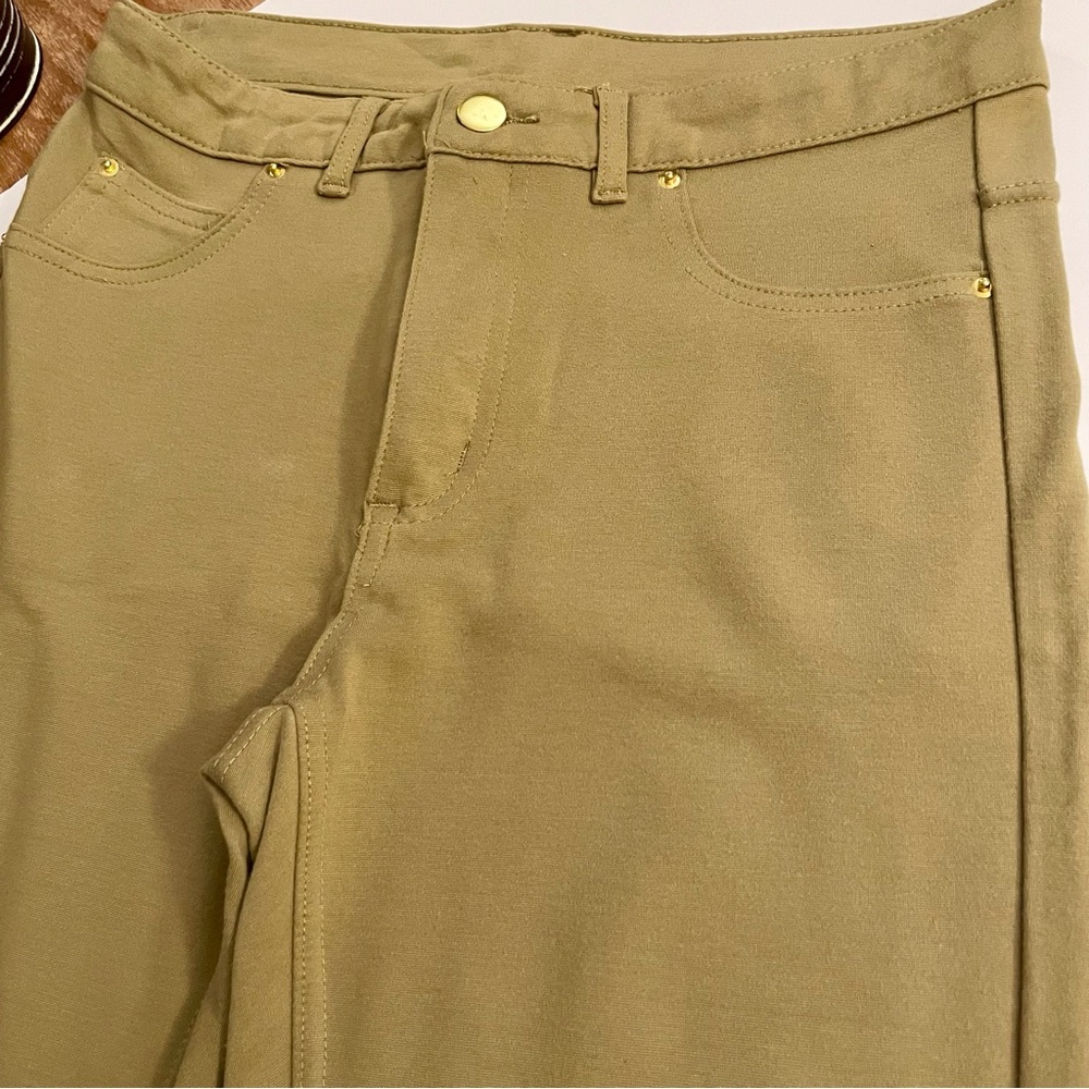 Ochre-colored stretchy pants/leggings - Picture 2 of 7